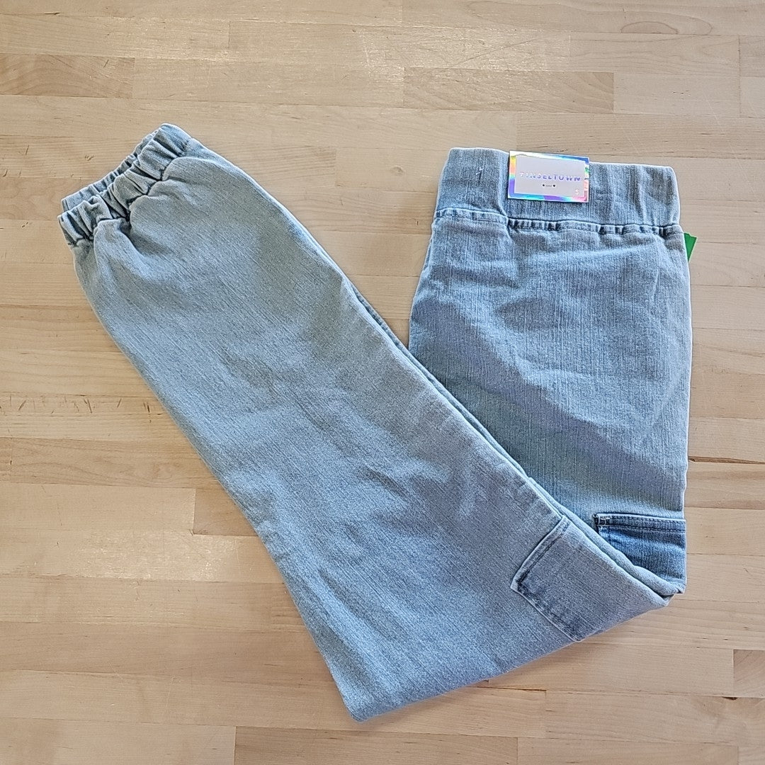 Tinseltown Juniors' High Rise Sporty Utility Jogger Pants - Light Wash - S