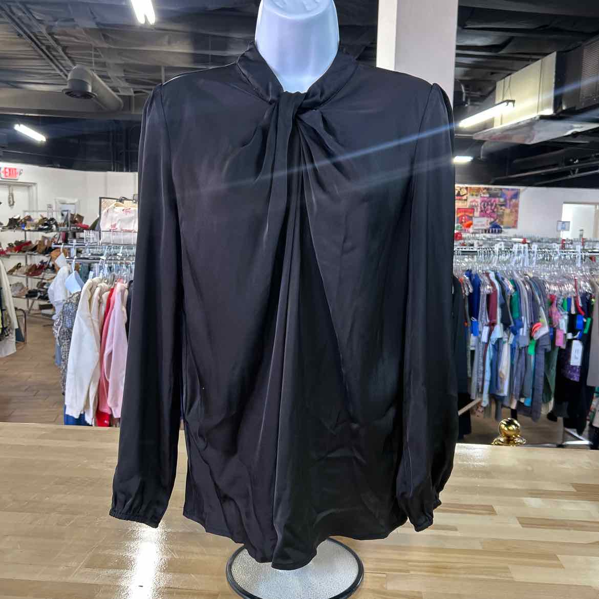 Grace Karin Size S Black Silk Preloved Blouse LS