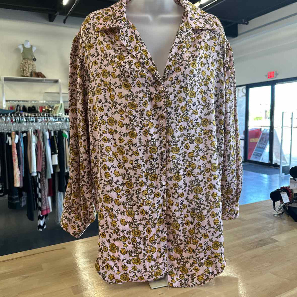 topshop Size 14 Pink Button Down Shirt