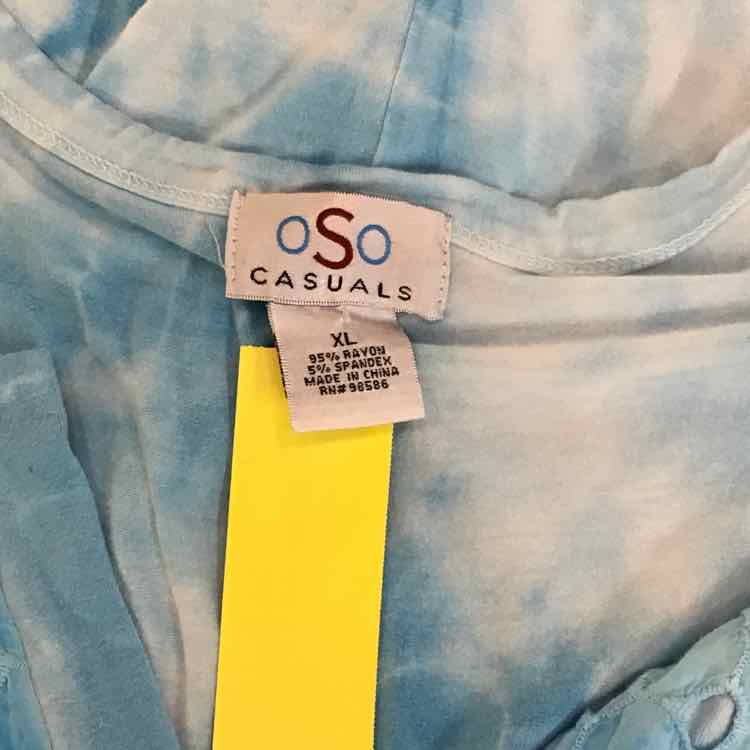 OSO Size XL Blue White Preloved Blouse SS