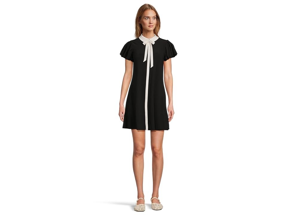 CeCe Tie Neck Puffed Sleeve Dress