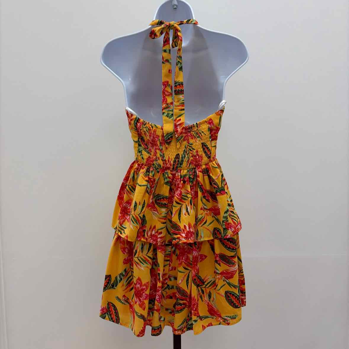 BCX Size XS Juniors' Printed Halter-Style Mini Dress - Pat D