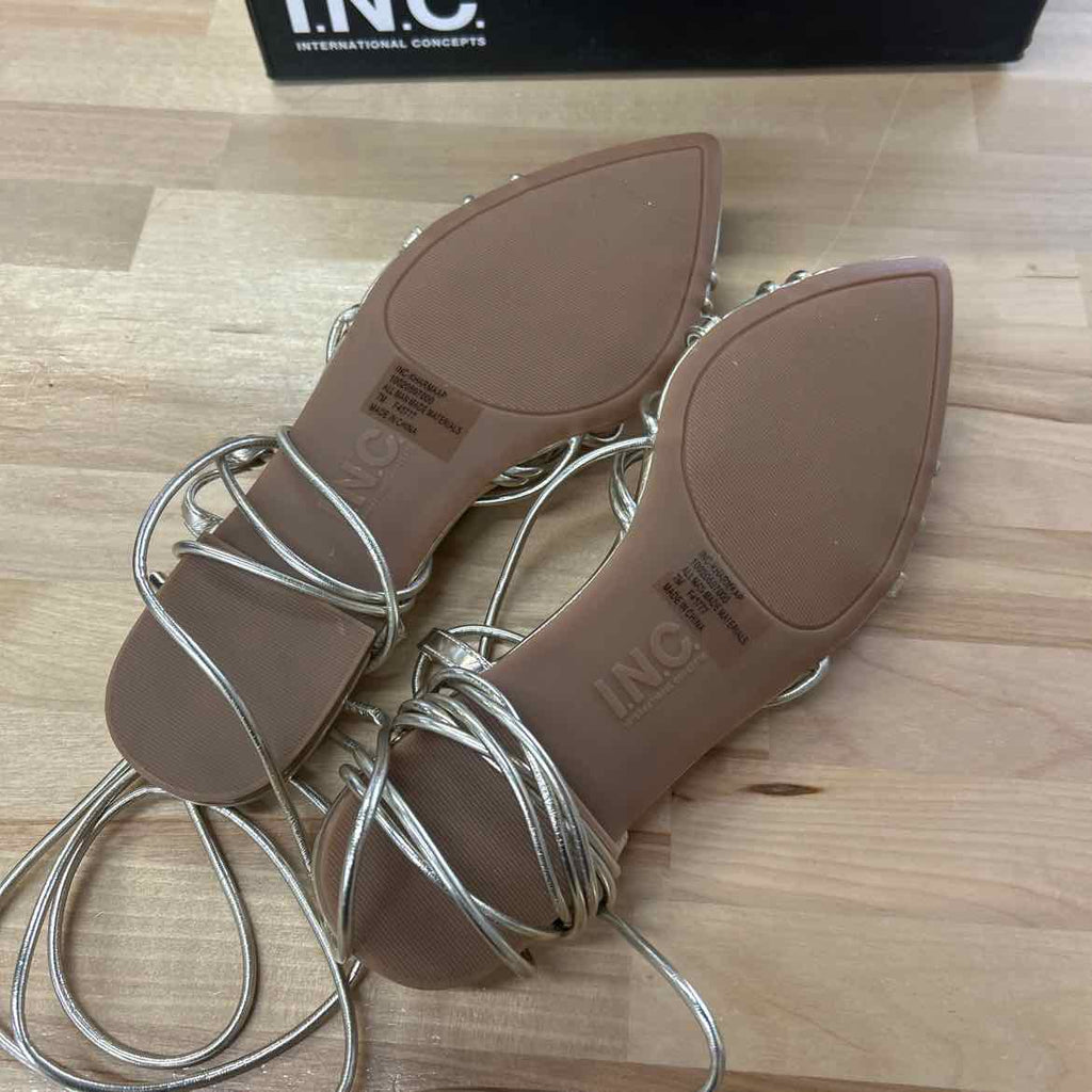 I.n.c. International Concepts Women's Kharmaa Lace-up Flat Sandals - Gold - 7