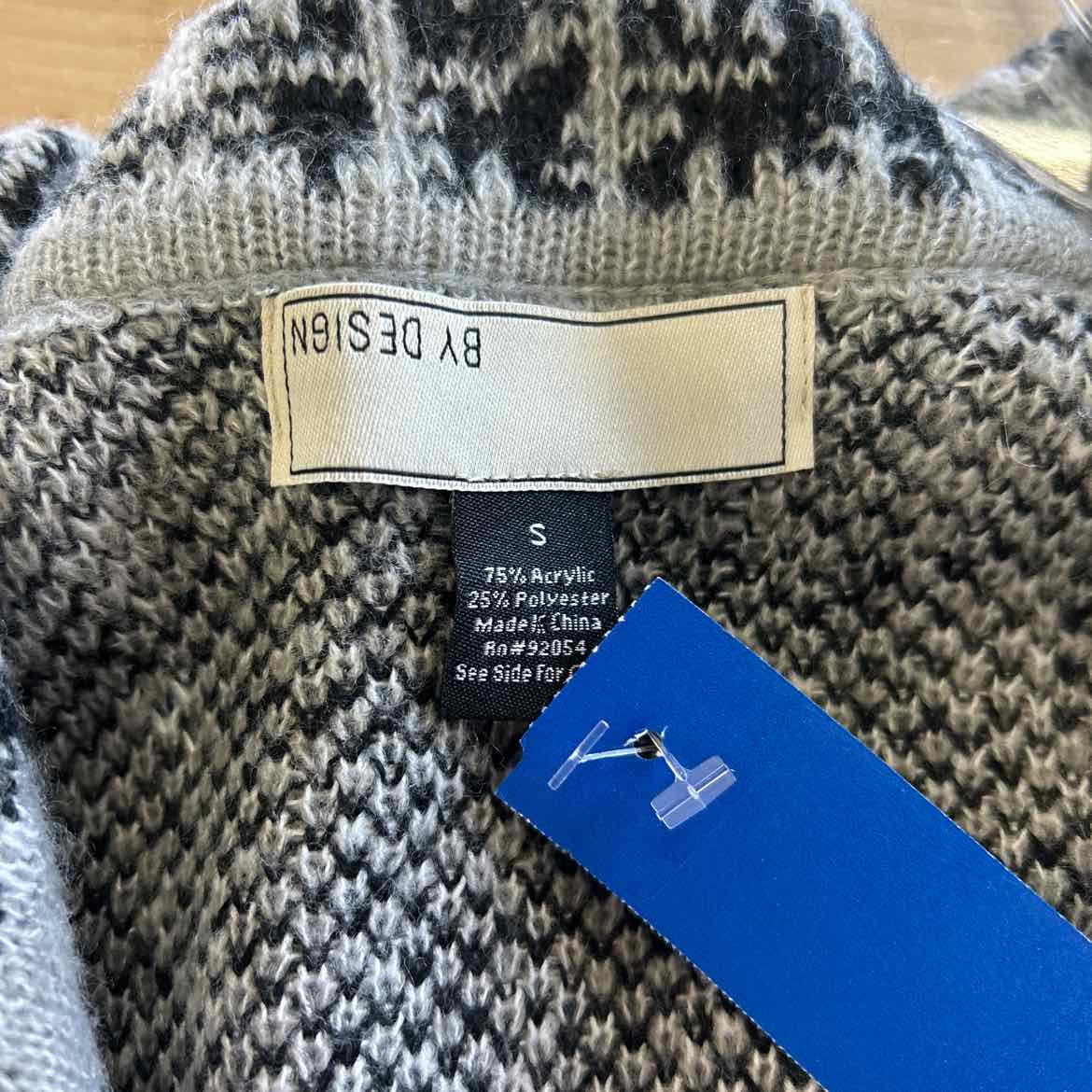 by design Size S Black Gray Knit Duster Length Sweater Jacket
