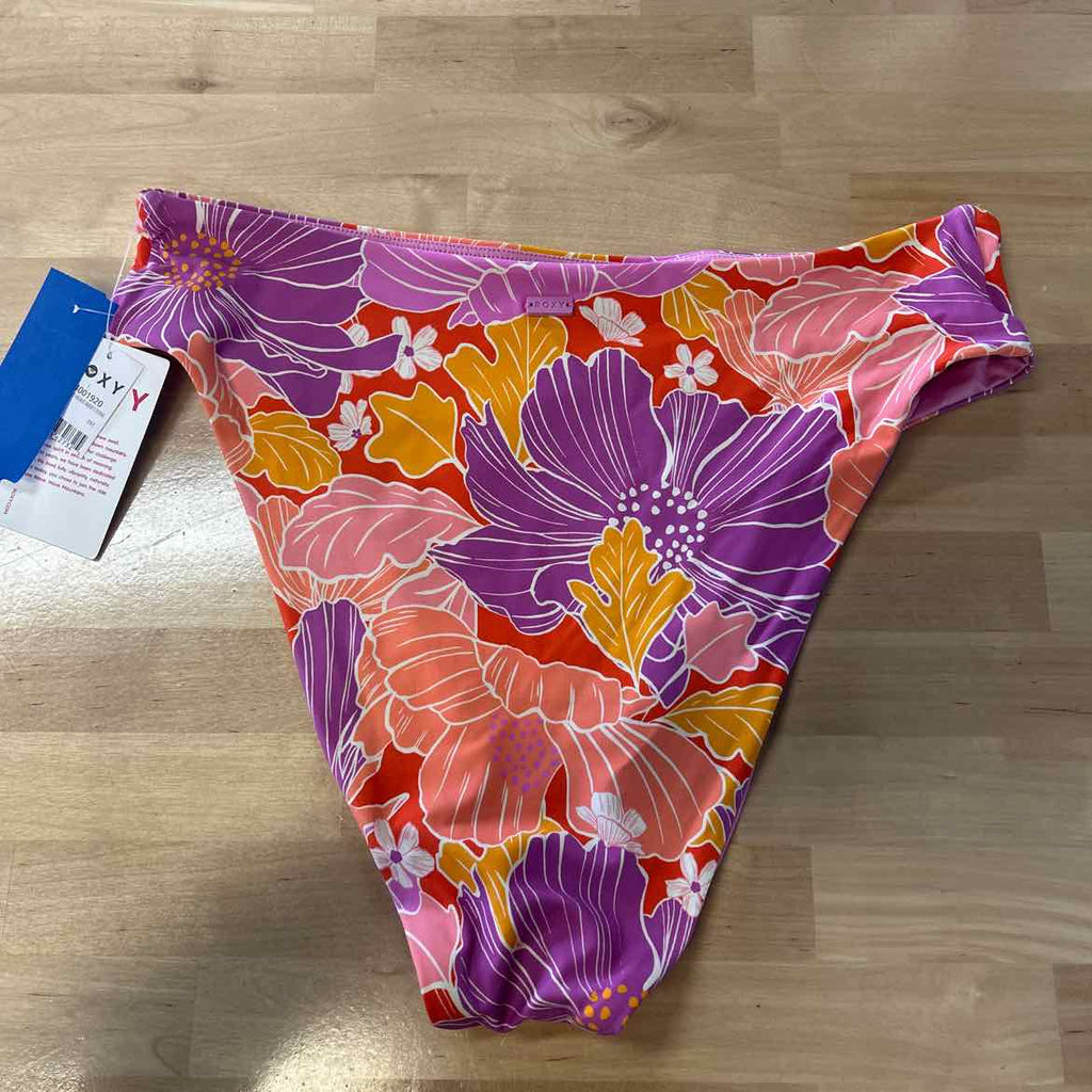 Roxy Size L Bell Bottom Blooms High Waist Bikini Bottoms