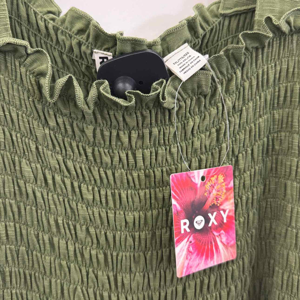 Roxy Just Passing by Smocked Jumpsuit - Loden Green