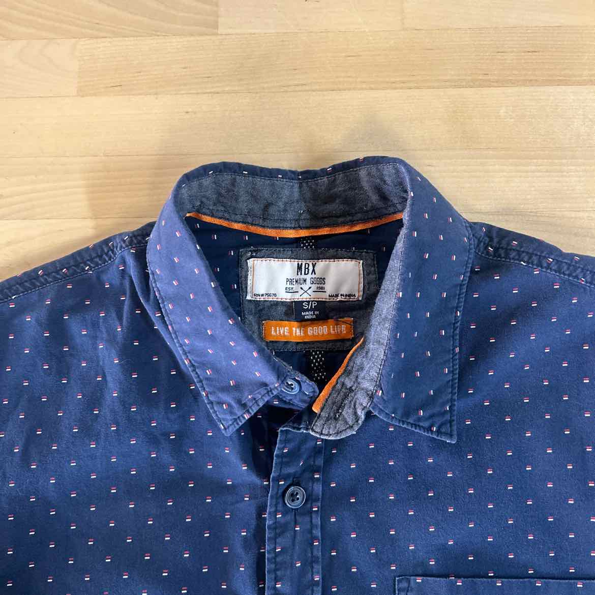 MBX Size S Blue Preloved MENS Button Down Shirt