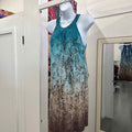 White House Black Market Size XS Teal Brown Preloved Dress