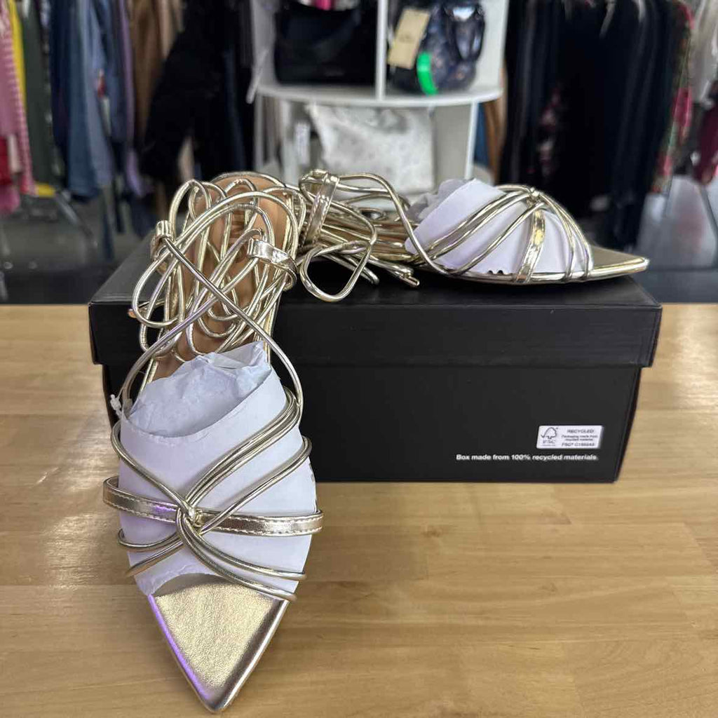 I.n.c. International Concepts Women's Kharmaa Lace-up Flat Sandals - Gold - 7