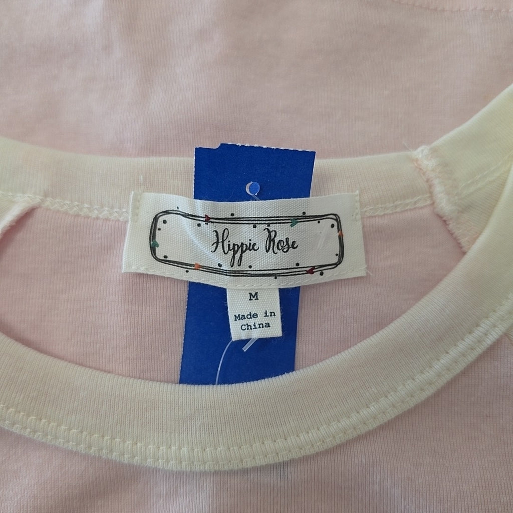 hippie rose Size M raphic Baseball Tee - Pink Coast