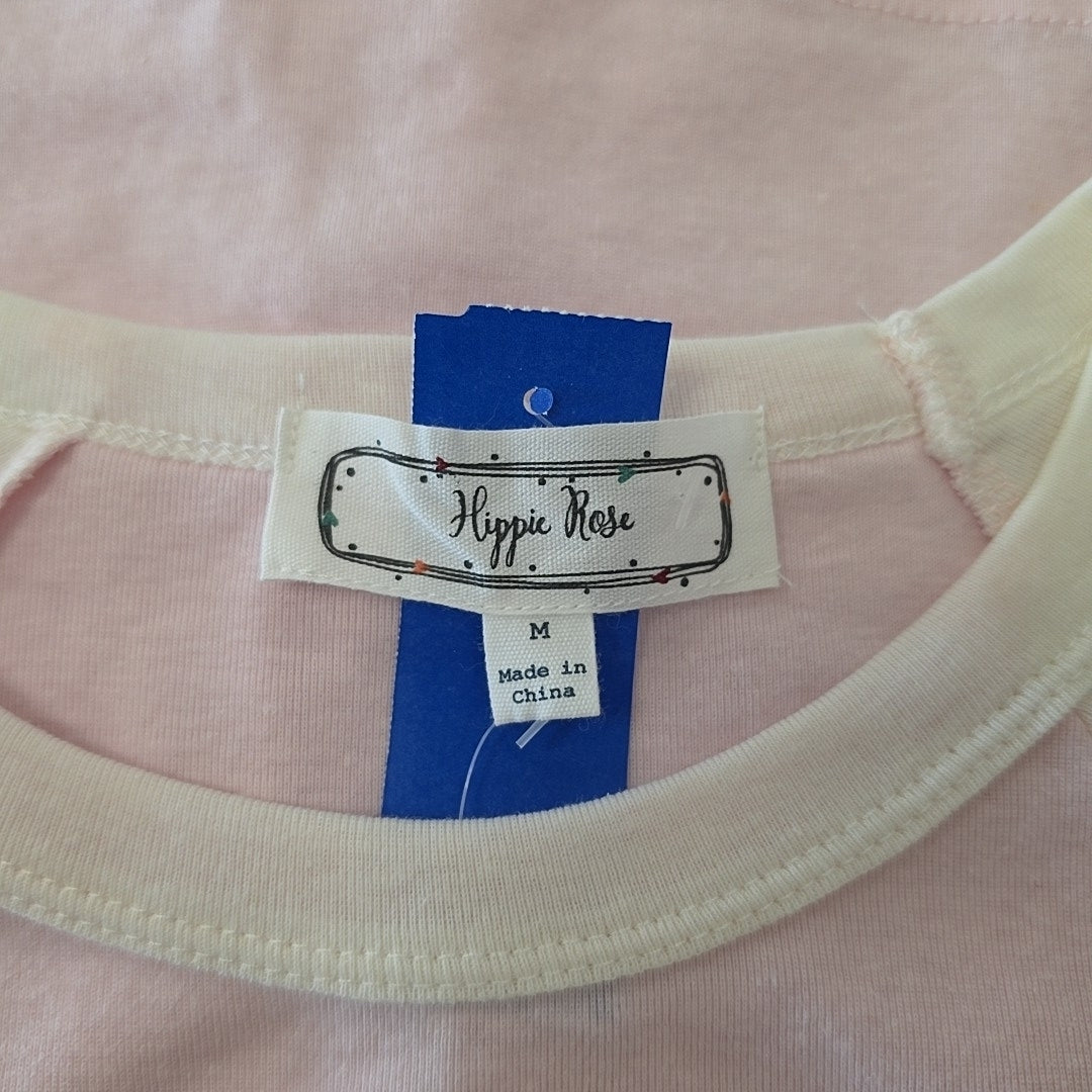 hippie rose Size M raphic Baseball Tee - Pink Coast