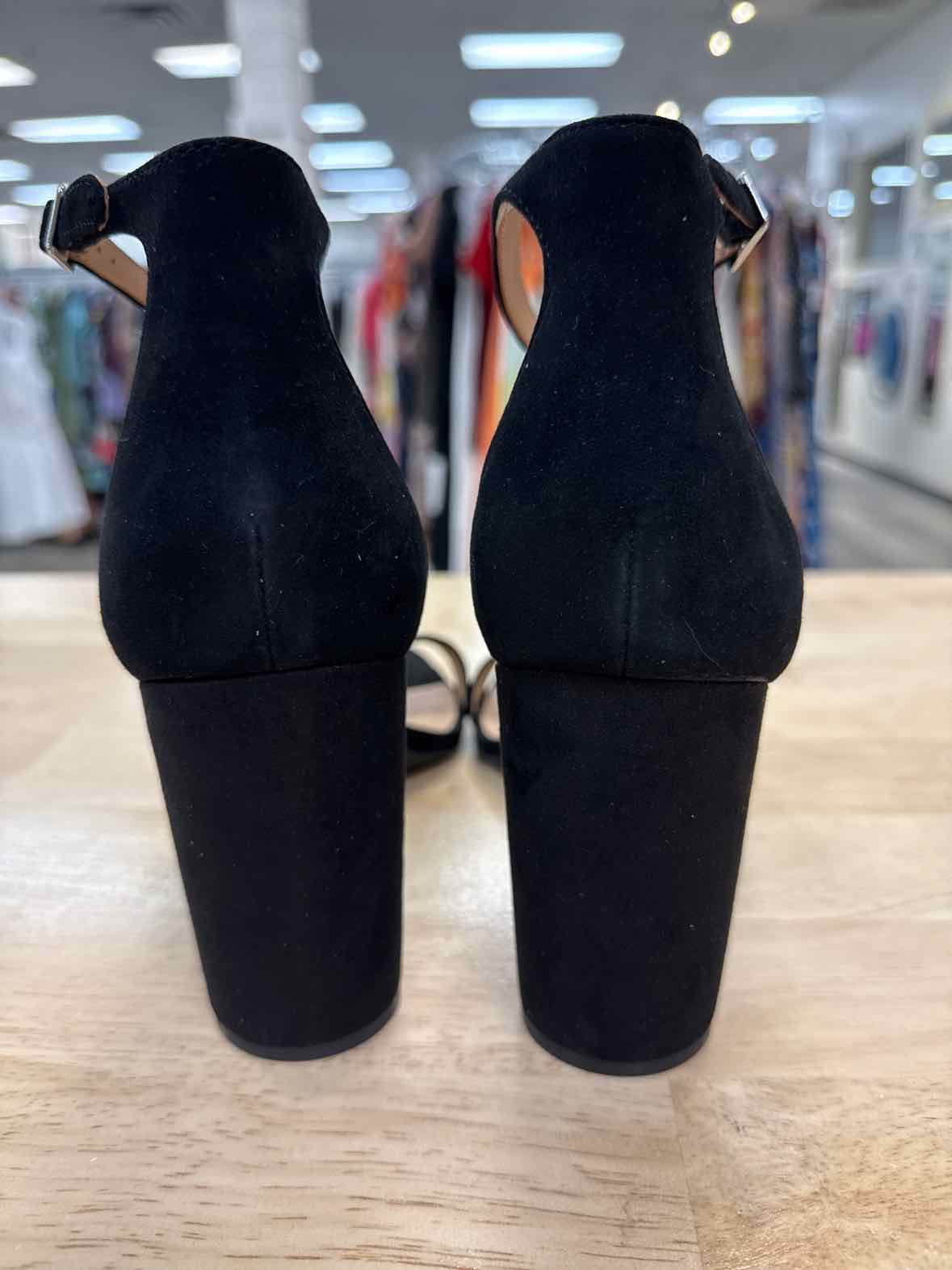INC Size 10 Black Lexini Two-Piece Sandals - Black Suede