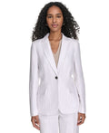 Calvin Klein Women's Pinstriped One-Button Blazer