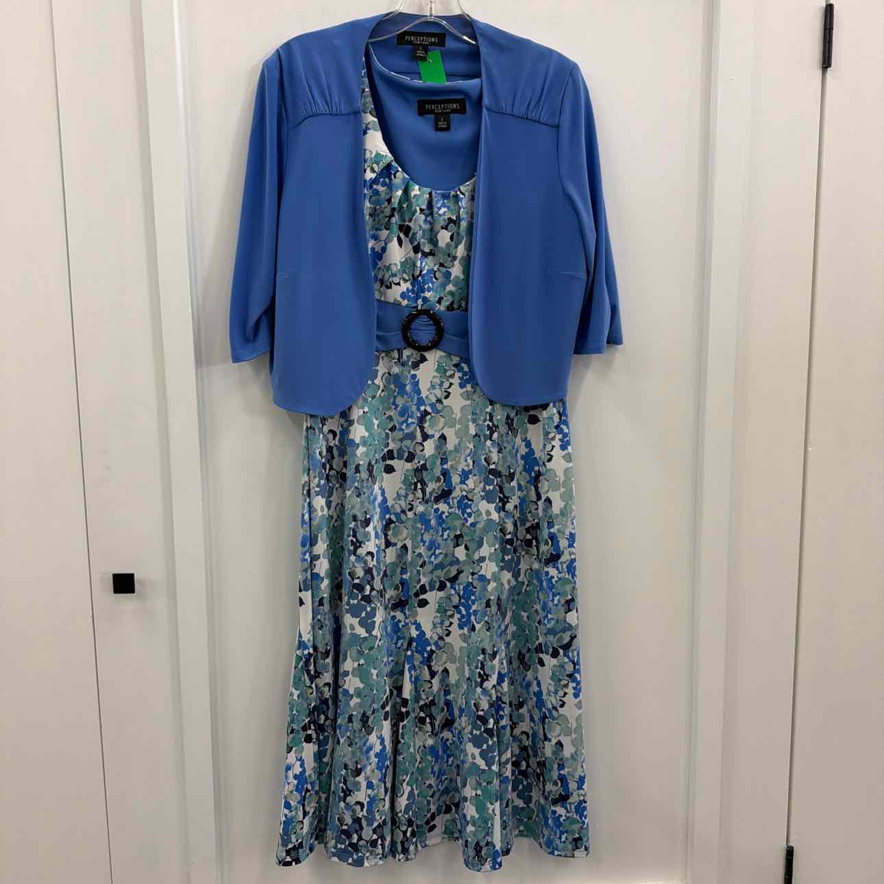 Perceptions Size L Blue Preloved 2 pc Dress Set