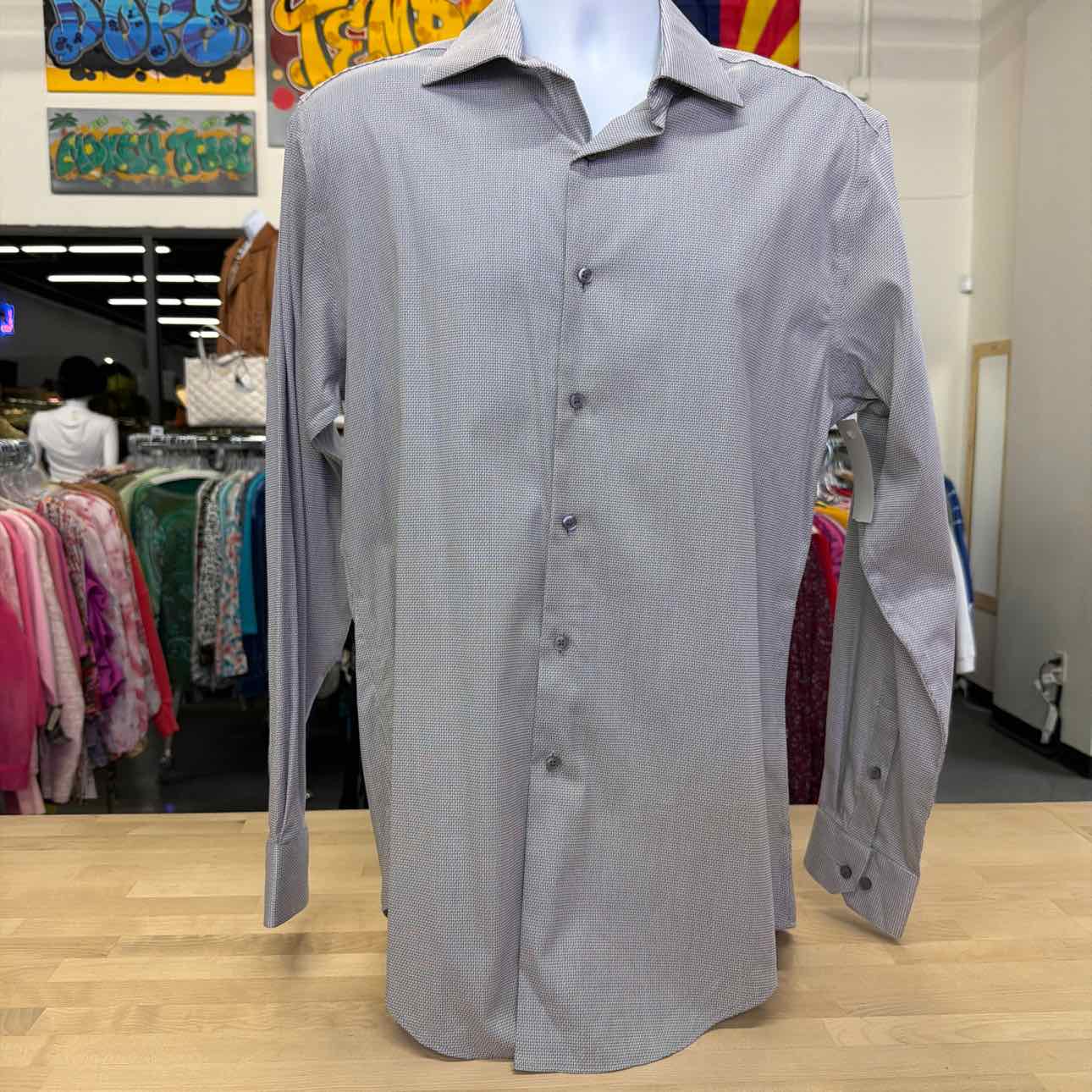 Alfani Mens Athletic Fit Twill Stretch Button Down Dress Shirt