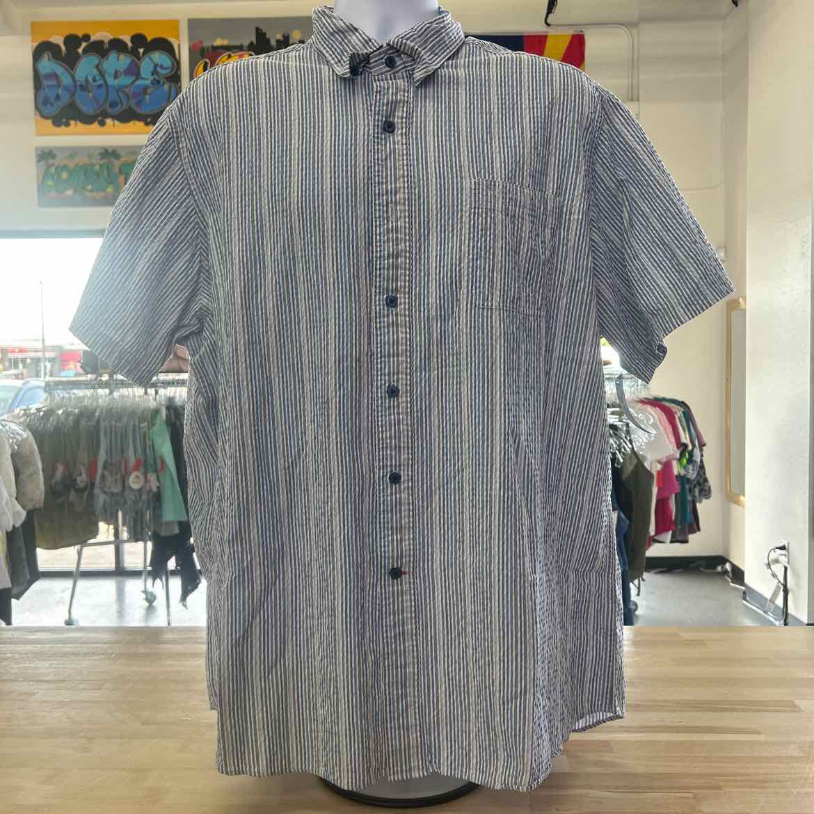 Cremieux Size XXL Blue Gray Preloved MENS Short Sleeve Shirt