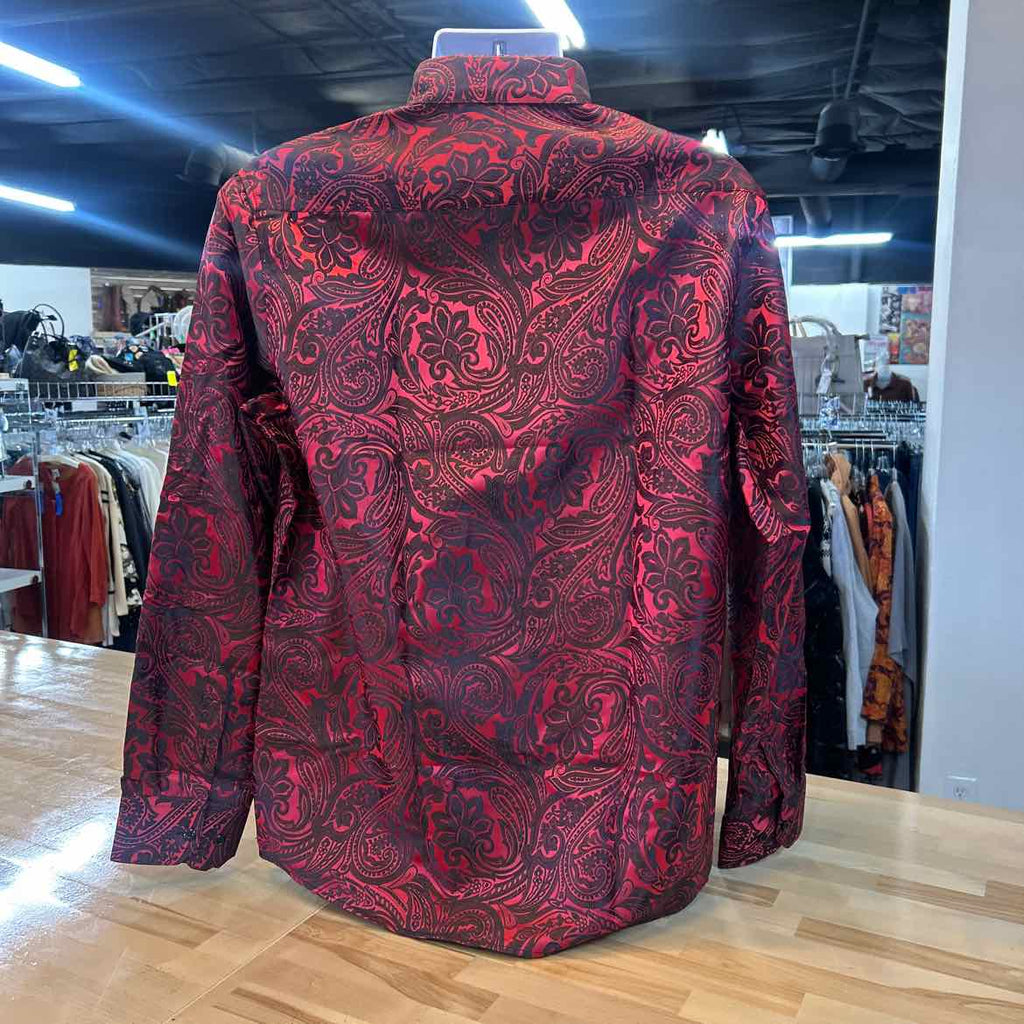 DiBanGu Size L Black Red Preloved MENS Button Down Shirt