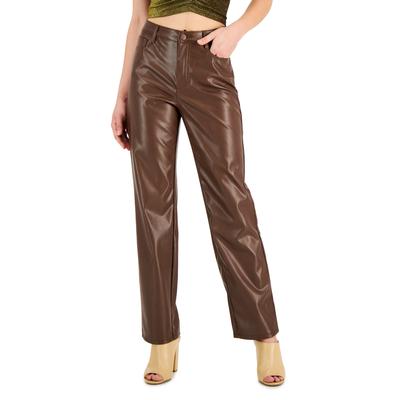 dollhouse Size 1/2 Brown Faux-Leather High-Rise Wide-Leg Jeans NWT