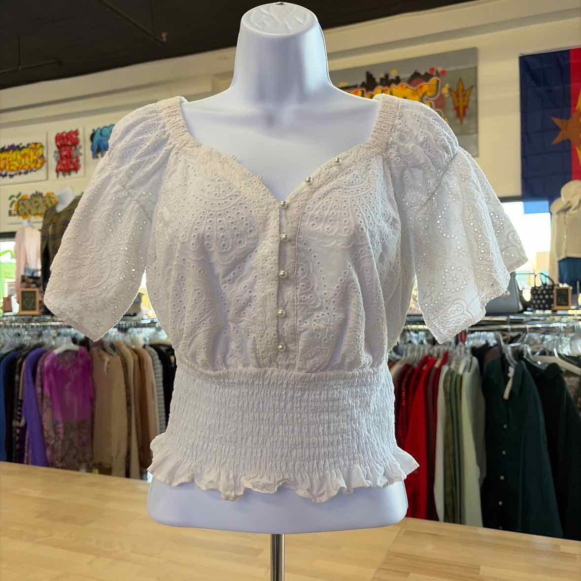 Guess Size XS White Used Blouse SS