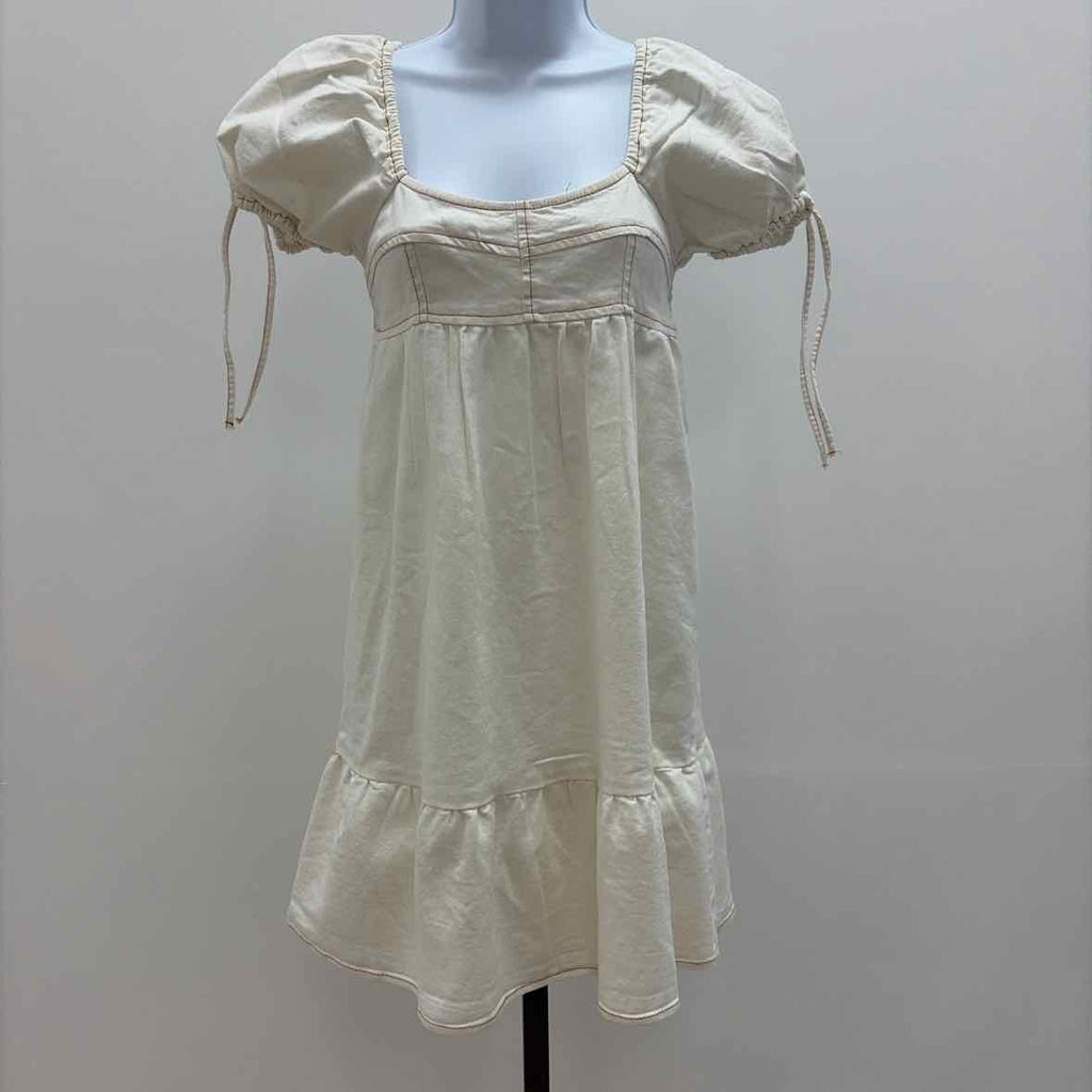 Planet Heart Size XL  Juniors' Denim Puff-Sleeve Mini Dress - Off White Wash
