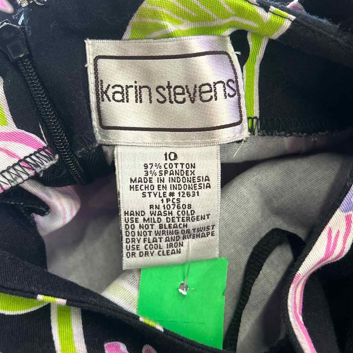 KarinStevens Size 10 Black/Pink Cotton Spandex Preloved Dress