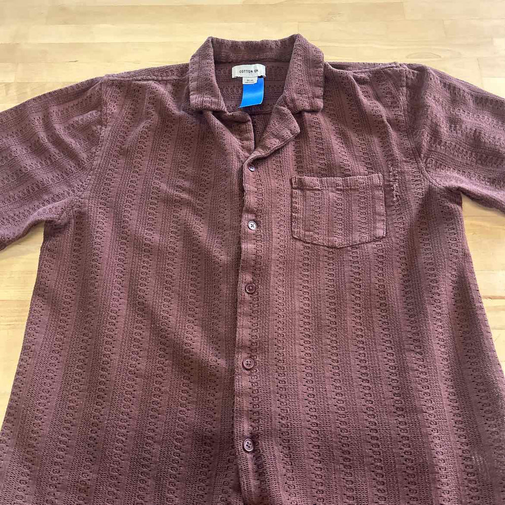 Cotton On Size M Brown Preloved MENS Button Down Shirt
