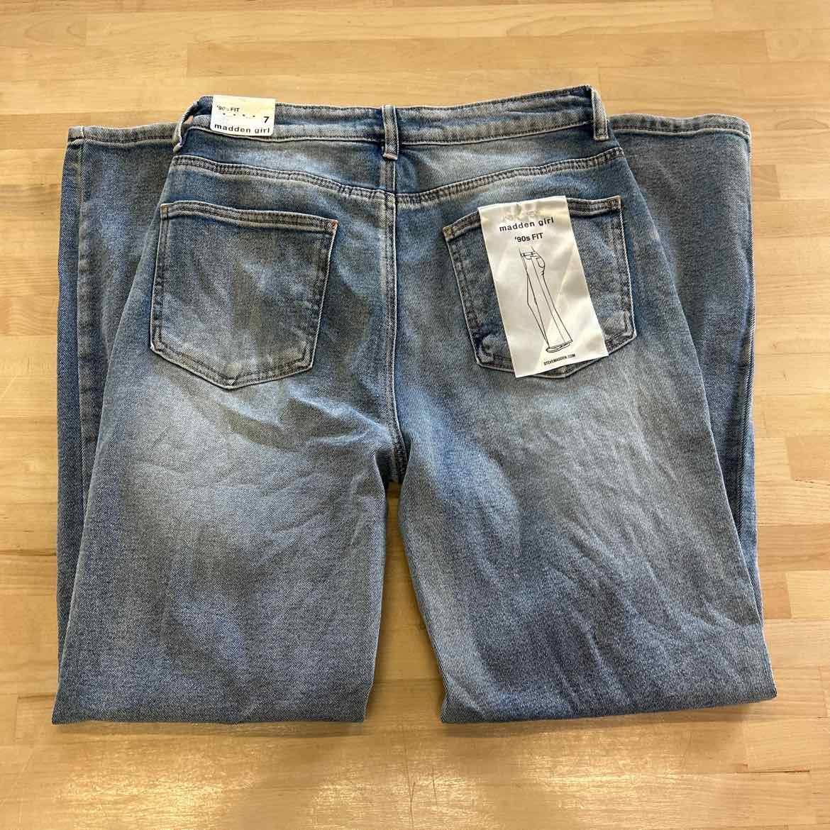 Madden Girl Juniors' Super High Rise Distressed 90s Wide Leg Jeans - Light Wash
