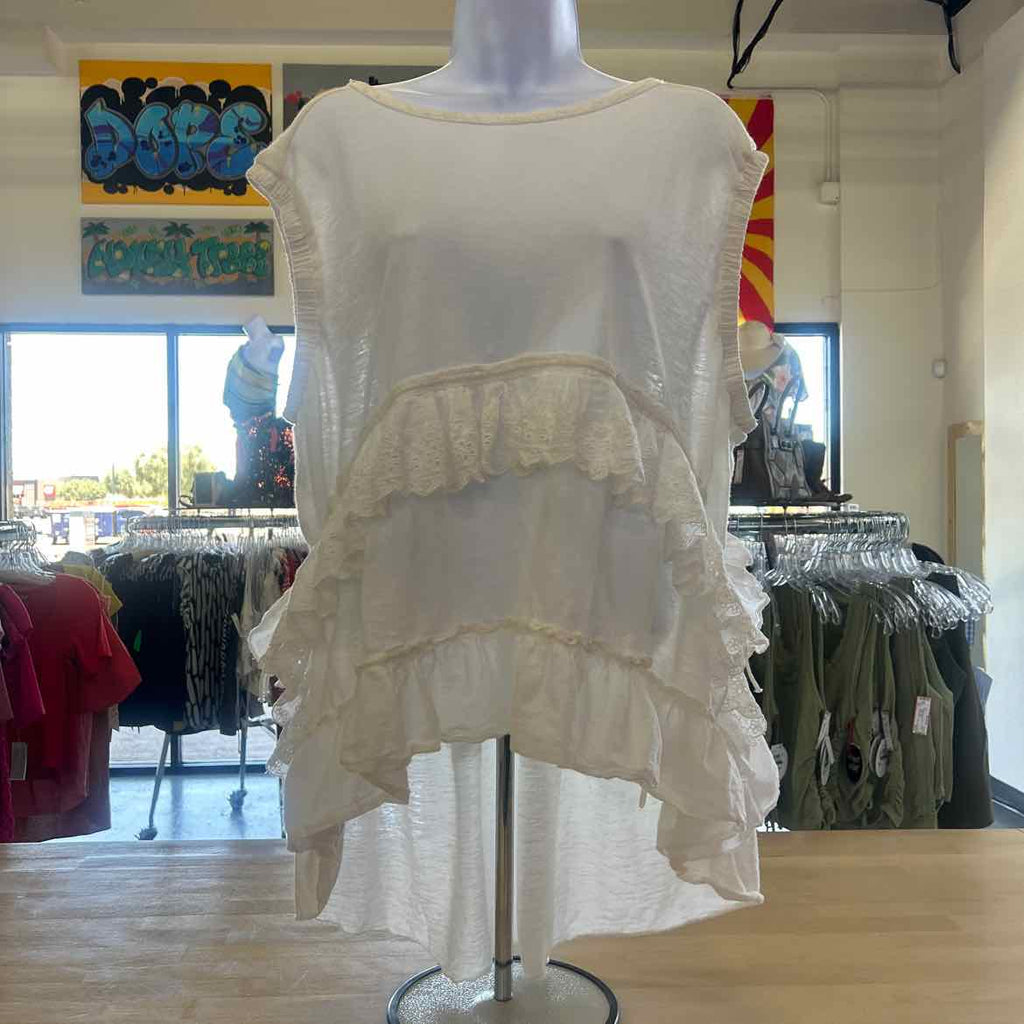 Free People Size XS White Cotton Preloved Tunic