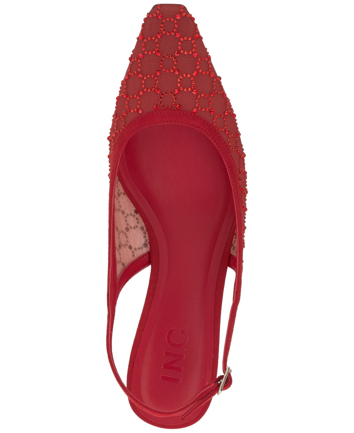 I.N.C. International Concepts Womens Gemini Mid-Heel Sling Red Bling Mesh 7M