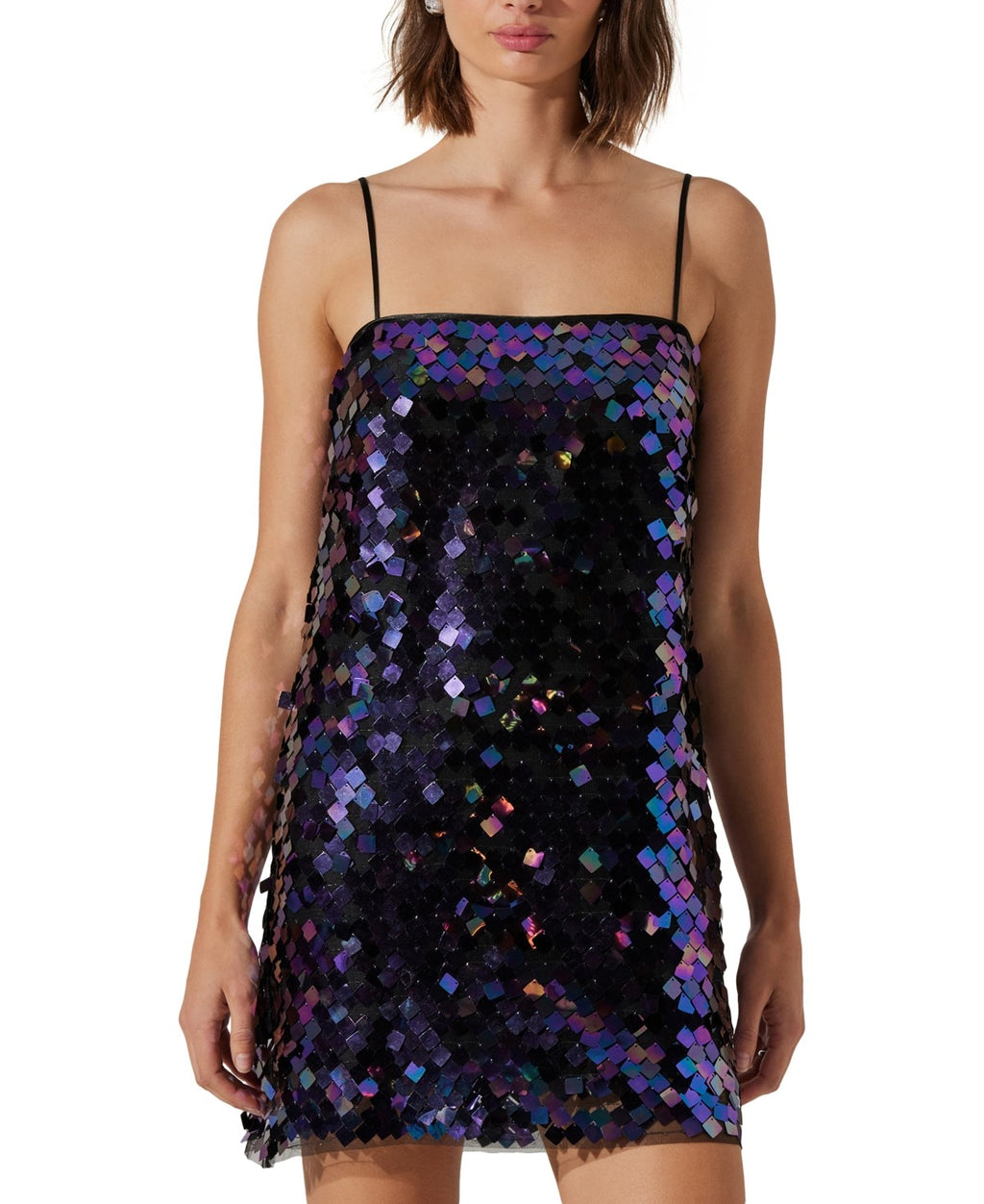 astr Size XS Porsche Sleeveless Sequin Mini Dress - Purple Multi