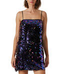 astr Size L Porsche Sleeveless Sequin Mini Dress - Purple Multi