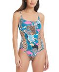 Red Carter Women's Printed Cutout One-Piece Swimsuit - Indigo Dye Multi