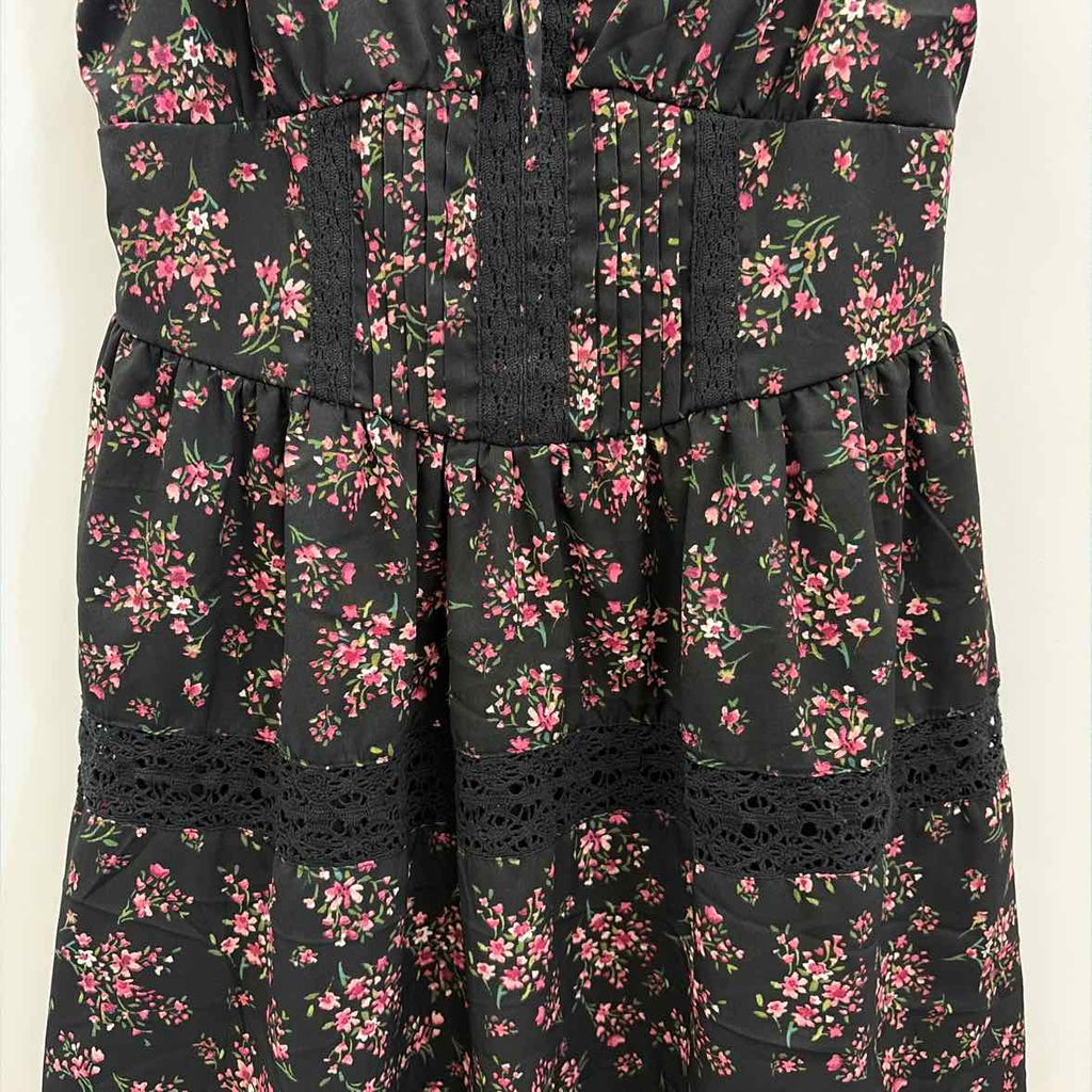 Planet Heart Juniors' Printed Sleeveless Corset Mini Dress - Black Beauty