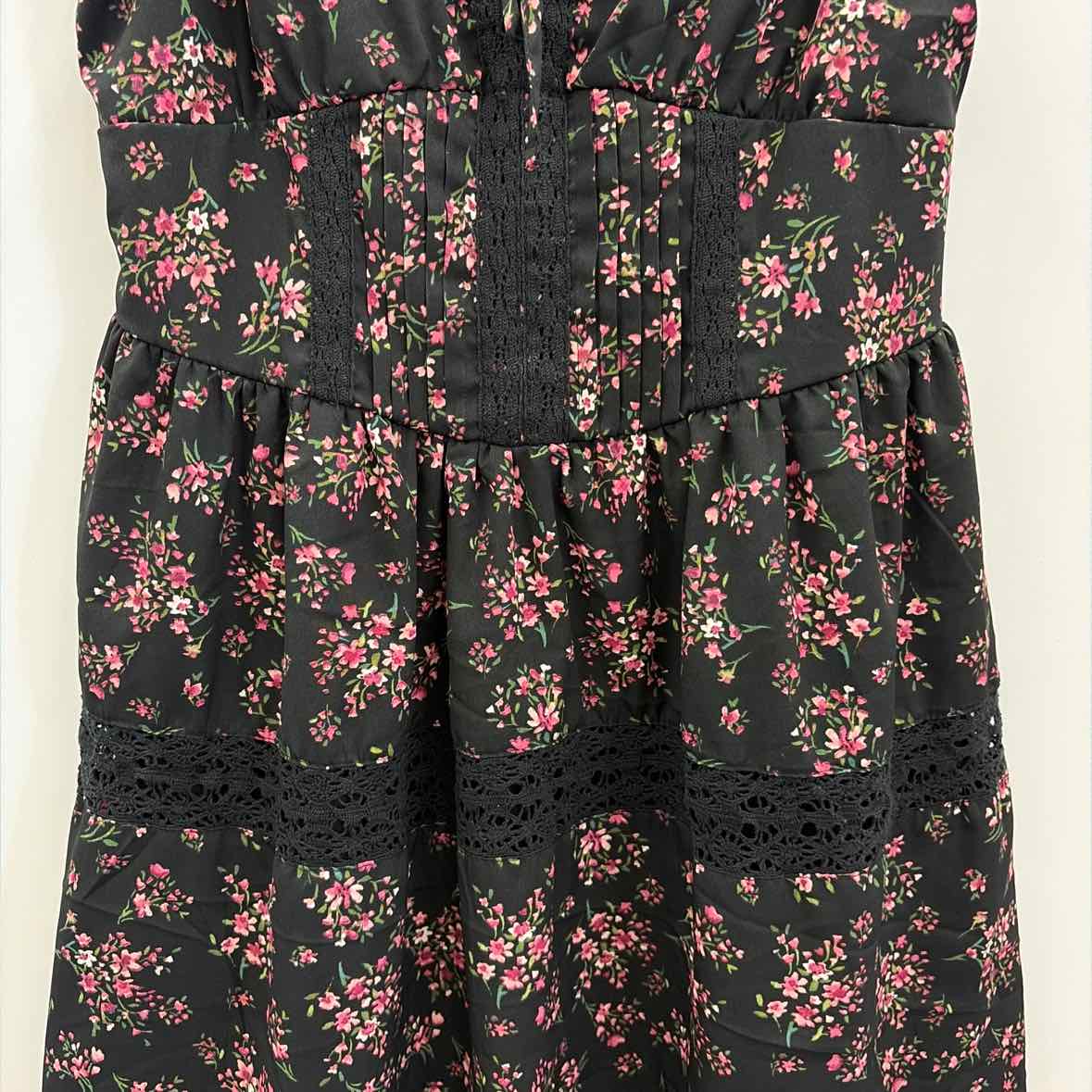 Planet Heart Juniors' Printed Sleeveless Corset Mini Dress - Black Beauty