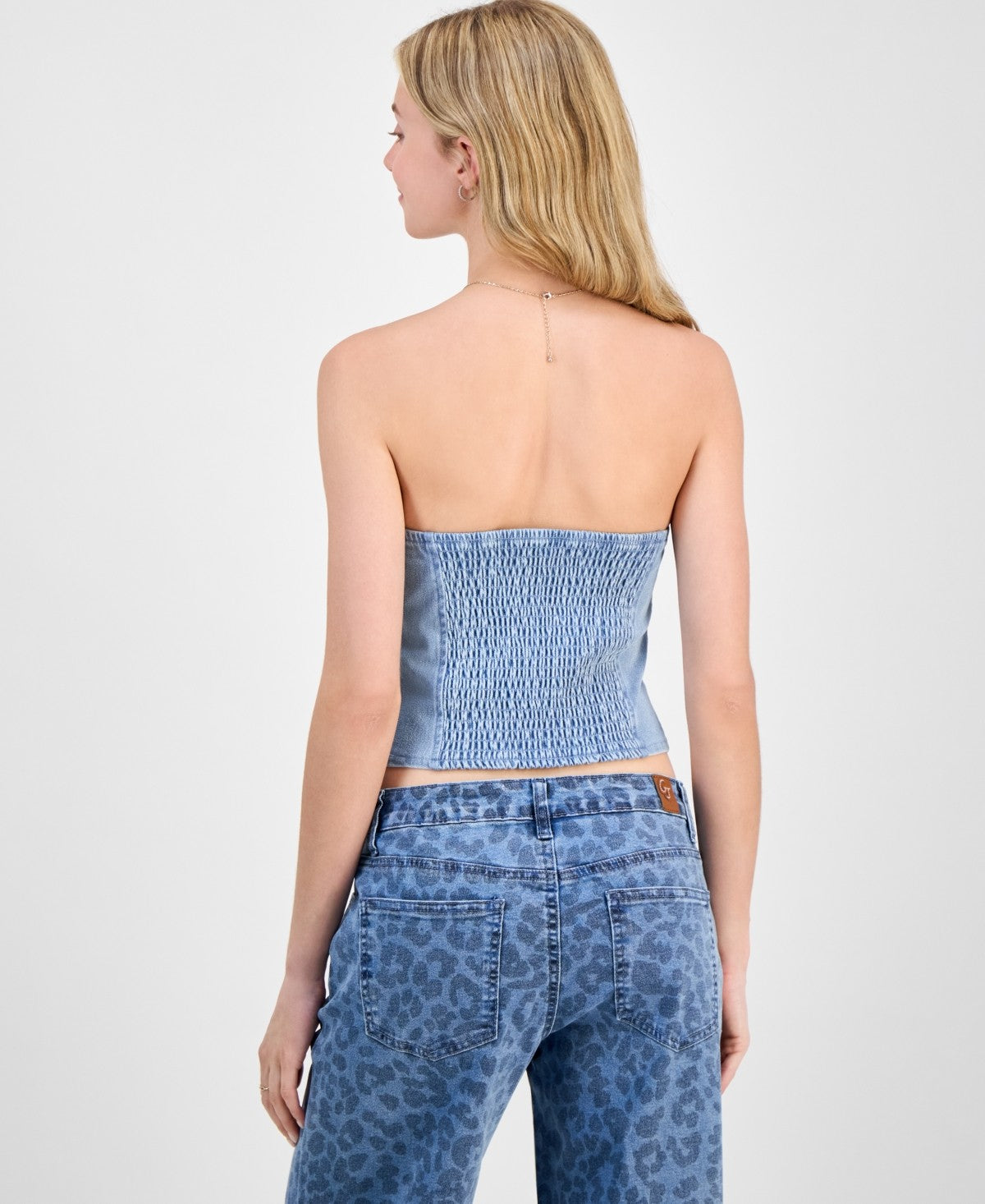 Madden Girl Size L Denim Tube Top - Light Wash