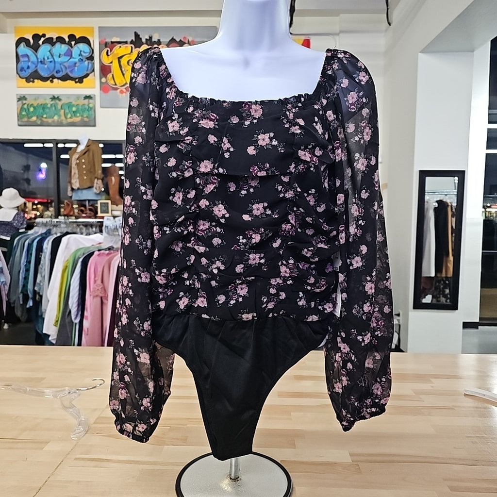 Celebrity Pink Juniors' Ruched Long-Sleeve Bodysuit