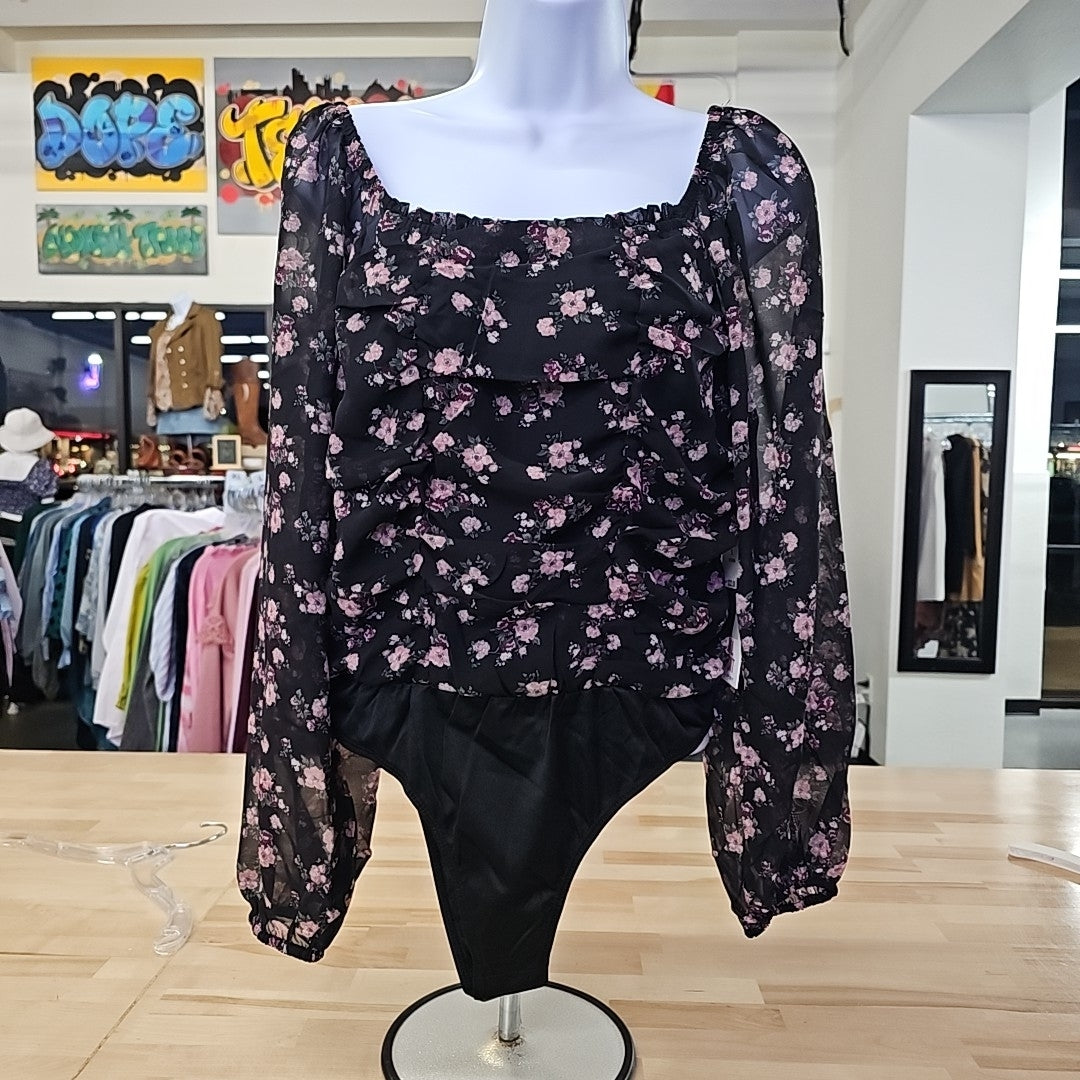 Celebrity Pink Juniors' Ruched Long-Sleeve Bodysuit