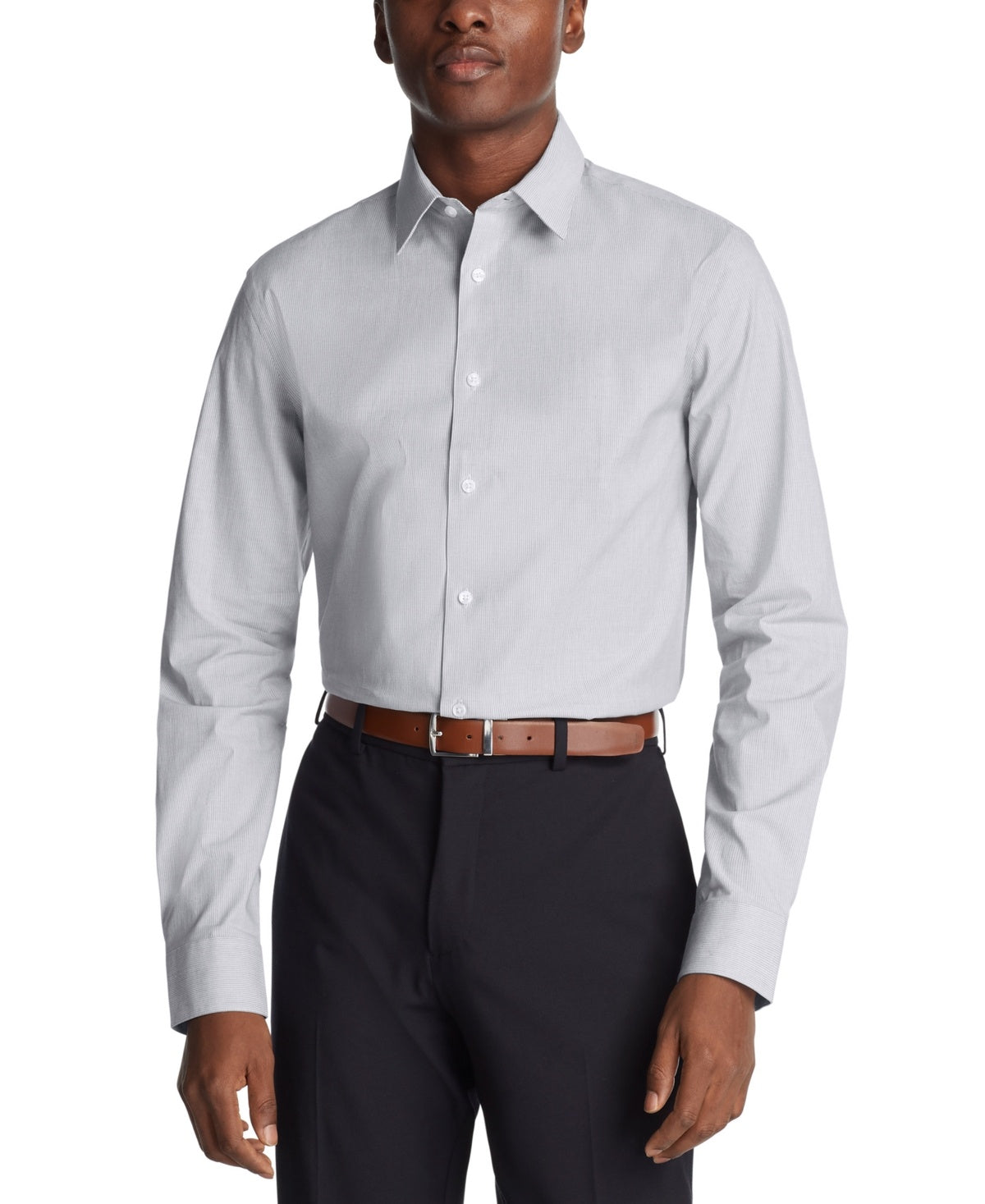 Calvin Klein Size XL Slim-Fit Steel Plus Dress Shirt - Navy