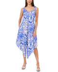 Vince Camuto Size XL V-Neck Tie-Strap Cascade-Leg Jumpsuit - Royal Azure