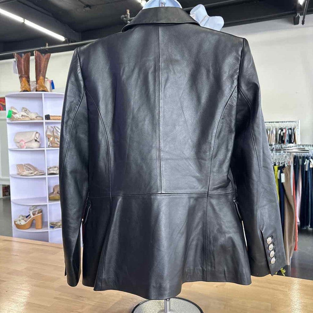 White House Black Market Jacket Women's Studio Leather Blazer in Black Size 8