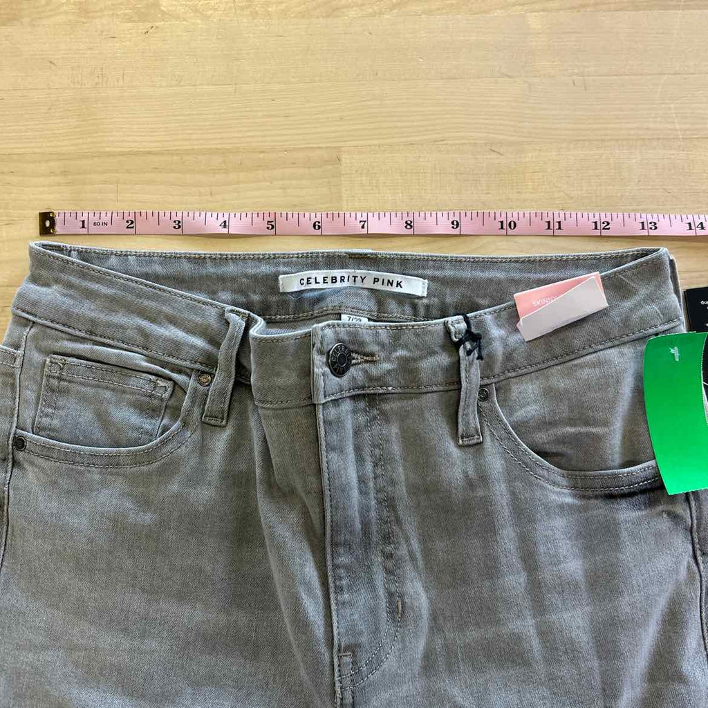 Celebrity Pink Juniors' Mid-Rise Cargo Skinny Jeans - Grey