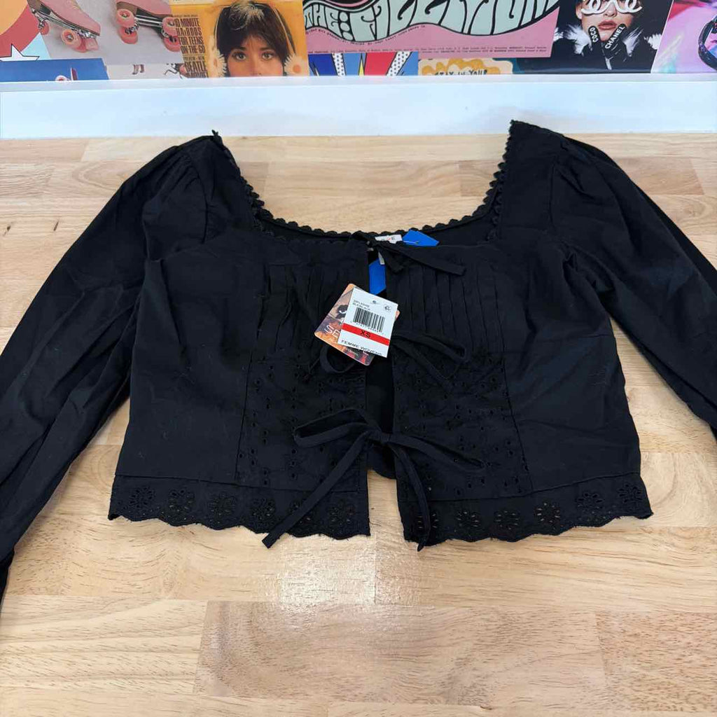 Self E Size XS Tie-Front Eyelet Top