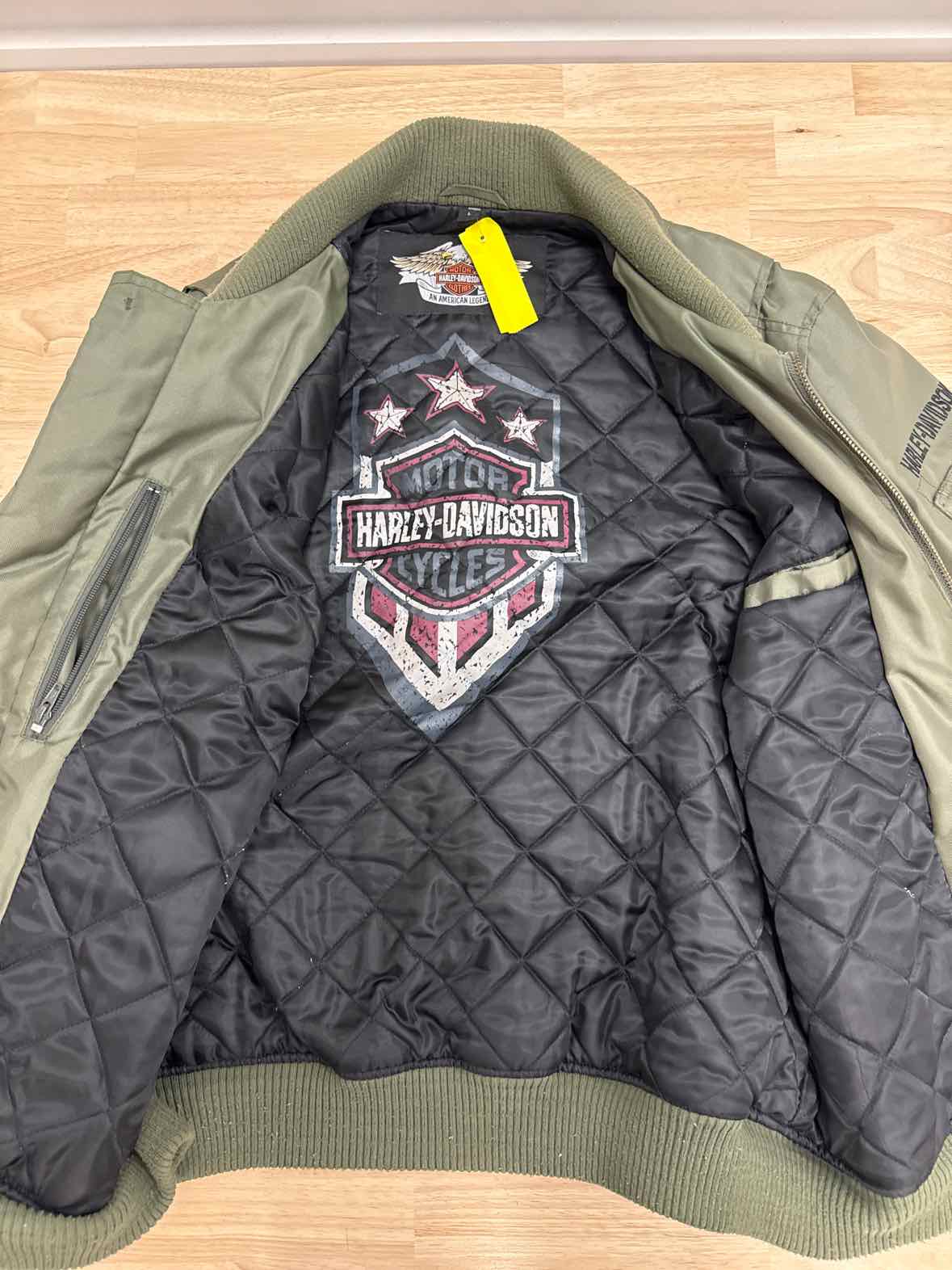 Harley Davidson Size L Mens Olive Green Bomber Flight Jacket