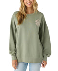 O'Neill Juniors' Logo Oversized Crewneck Sweatshirt - Desert Sage