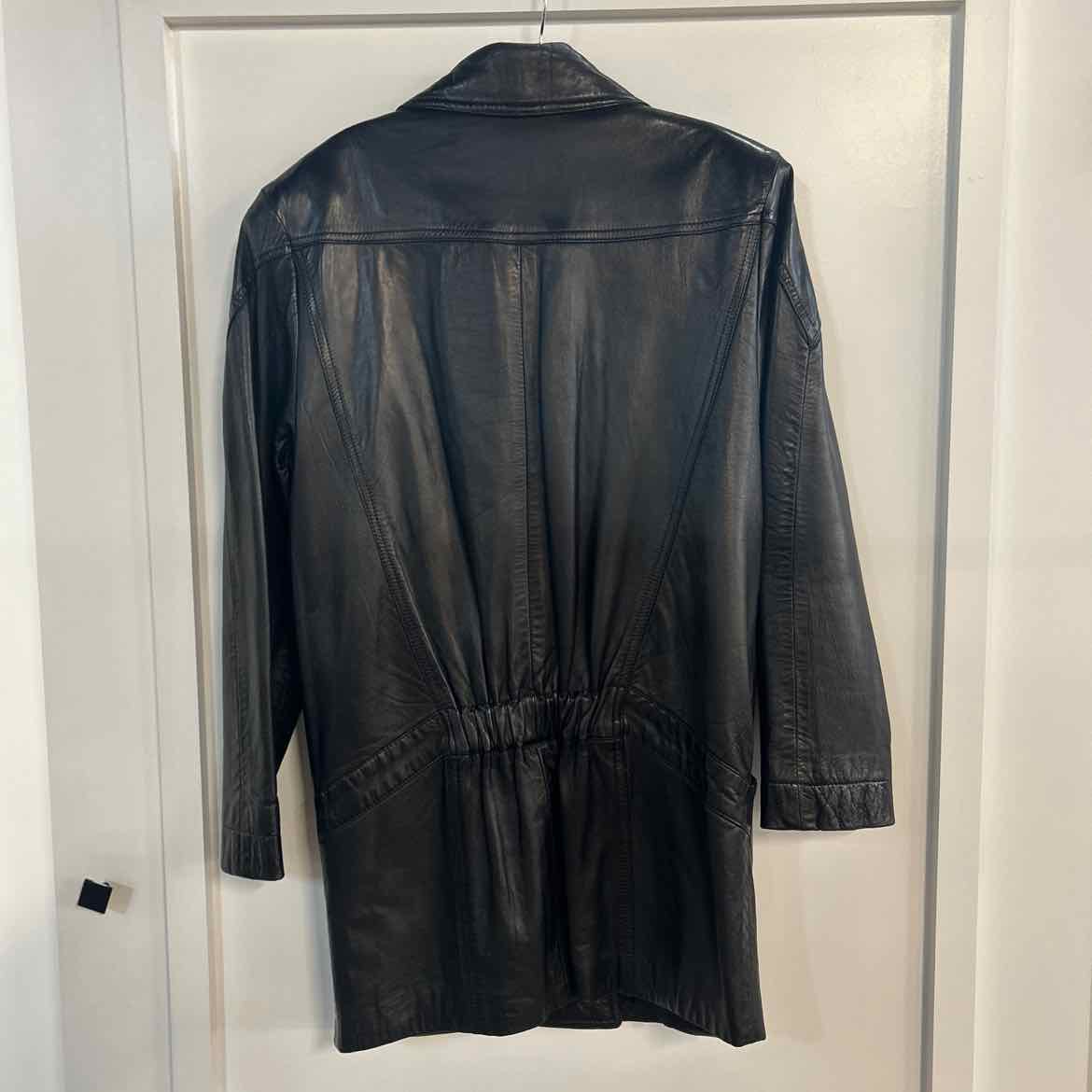 INC Size S Black Leather Preloved Coat