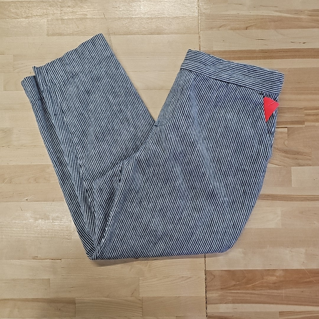 Banana Republic Size 10P Blue/White Linen Cotton Preloved Pants