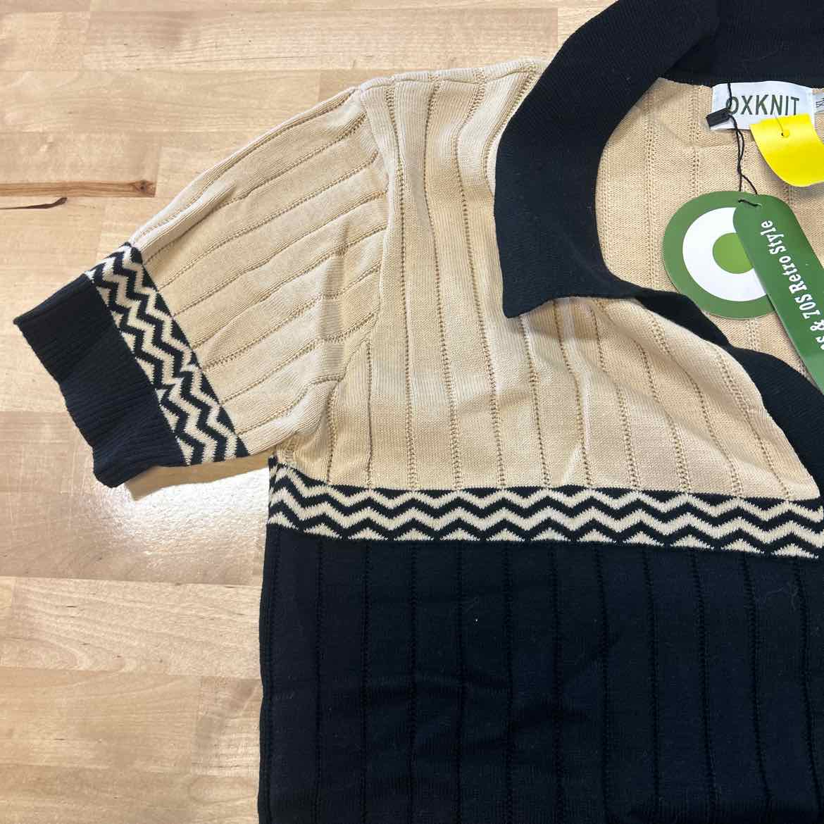 Oxknit Size XL Black Tan New Cardigan