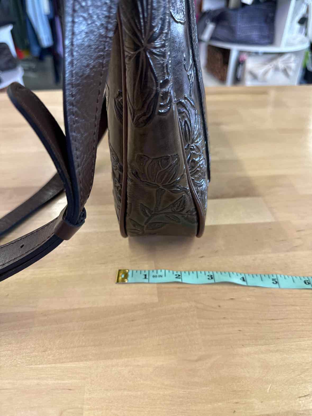 Patricia Nash Emeline Small Bark Leaves Leather Crossbody Bag