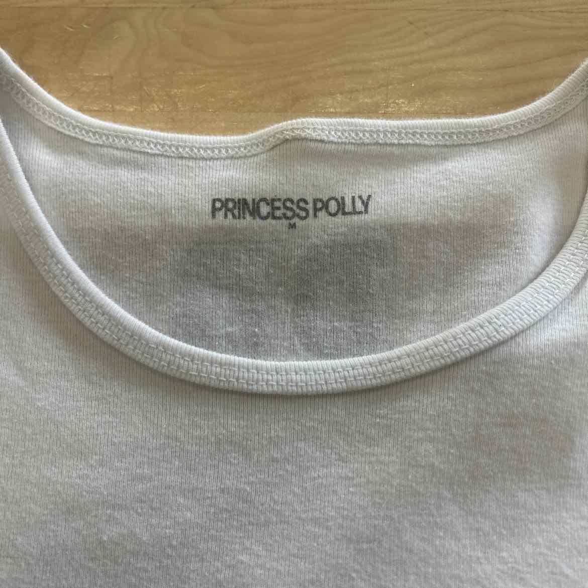 Princess Polly Size M White Preloved T-Shirt SS