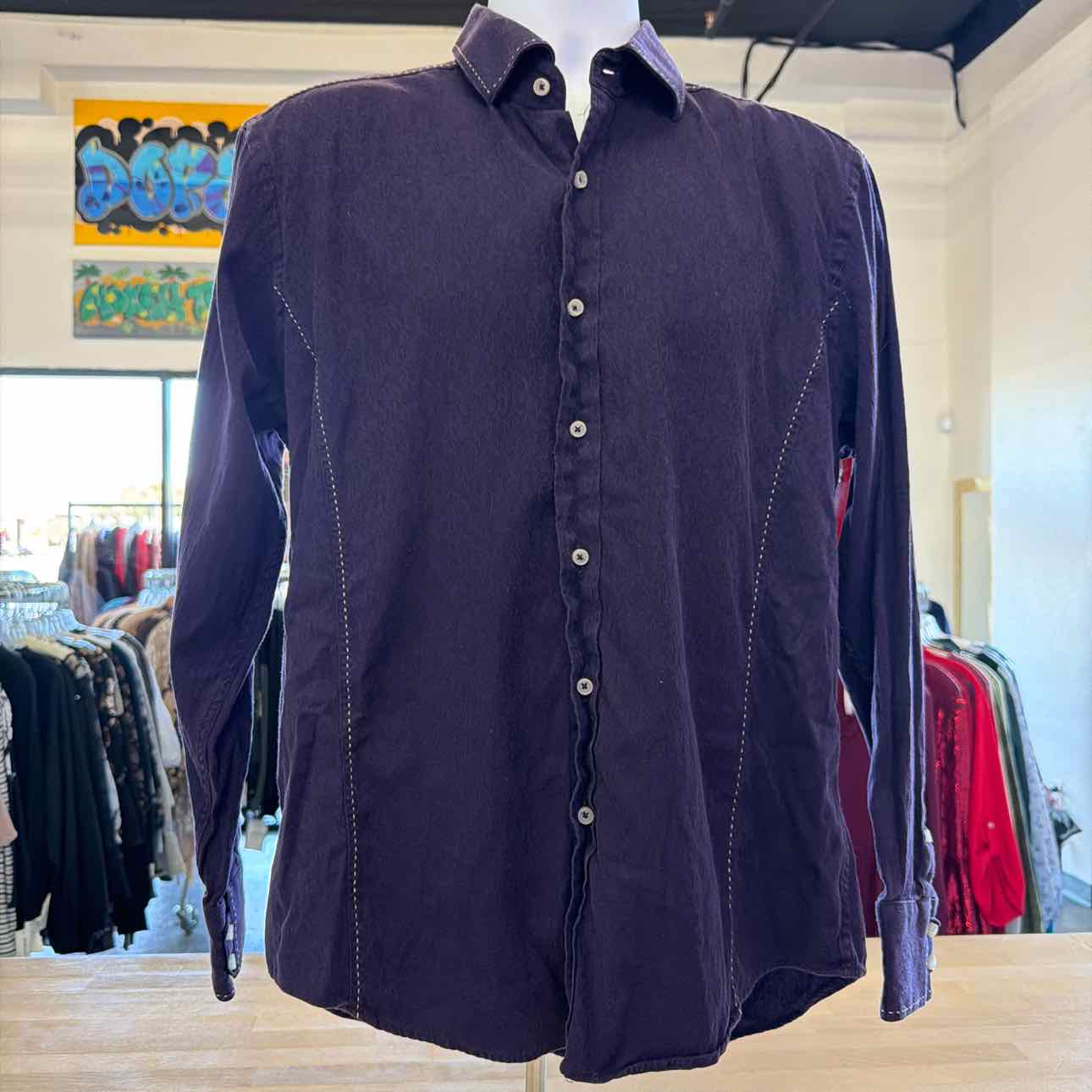 Zagiri Size L Purple Preloved MENS Button Down Shirt